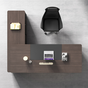 Muebles de oficina modernos de madera de lujo en forma de L, escritorio ejecutivo de elevación de Gerente de melamina para escritorio de Gerente Ejecutivo Boss - Product Image 6