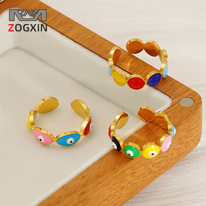 Zogxin Cartoon <b>Evil</b> <b>Eye</b> <b>Ring</b> Stainless Steel Adjustable Women's Jewelry Gift - Product Image 1