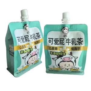 Liquid Pouch Bag Milk Pouch Customized Packaging Material With Inner Straw Spout Stand Up Pouch Aluminum Plastic Bag