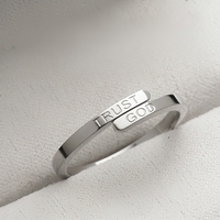 Unisex CE-Zertifizierter Verstellbarer Glaubensschmuck-Ring, Wasserfest, Schweißbeständig, Gold PVD Edelstahl Gravierte Vertraue-Gott-Ringe
