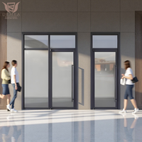 Portes d'entrée battantes en alliage d'aluminium et verre trempé au design moderne, robustes, à ouverture manuelle coulissante, pour usage commercial, étanches