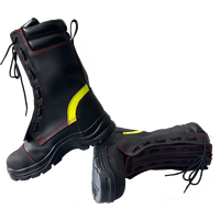 Botas de Bombero de Cuero Ayonsafety con Franja Reflectante, Puntera de Plástico Duro, Botas de Seguridad Antiabrasión para Hombre, Impermeables