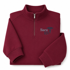 Sweat-shirt d'hiver personnalisé pour infirmière, broderie logo sur mesure, motif battement <span class=keywords><strong>de</strong></span> cœur et caducée, pull écologique pour le secteur médical - Product Image 1