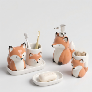 Jabonera de Cerámica con Diseño de <span class=keywords><strong>Zorro</strong></span> de Dibujos Animados - Bandeja de Baño 3D Pintada a Mano, Pedido Personalizado al por Mayor para Suministro a Hogares y Tiendas Infantiles - Product Image 2