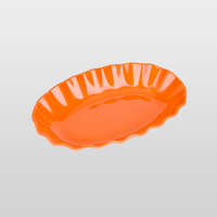 Assiette ovale en mélamine multicolore à bords ondulés, résistante aux taches, réutilisable, pour la maison, pour servir les repas quotidiens