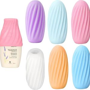 Housse de protection anti-fuite en silicone réutilisable pour articles de toilette de voyage, manchon protecteur pour flacons de shampoing, lotion, crème solaire - Product Image 1