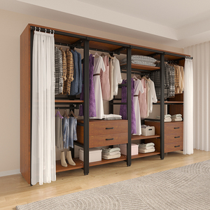 [Style Rideau] Rangement Modulable <span class=keywords><strong>pour</strong></span> <span class=keywords><strong>Dressing</strong></span>, Armoire <span class=keywords><strong>en</strong></span> <span class=keywords><strong>Fer</strong></span> Forgé <span class=keywords><strong>pour</strong></span> Chambre, Portant sur Pied - Product Image 2