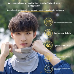 WRELS หน้ากากป้องกันแสงแดดซัมเมอร์ไอซ์ซิลค์ หน้ากากกันแดดแบบระบายอากาศได้ ป้องกันรังสียูวี ป้องกันใบหน้าและลำคอในตัว หน้ากากป้องกันใบหน้าสำหรับปั่นจักรยาน - Product Image 4