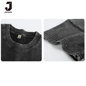 ชุดเสื้อยืดและกางเกงขาสั้นผู้ชาย Jorsen OEM 230gsm ผ้าฝ้าย 100% สไตล์สตรีทแวร์ ลุคทำสีซีดแบบวินเทจ ยูนิเซ็กส์ สำหรับฤดูร้อน ชุด 2 ชิ้น - Product Image 6