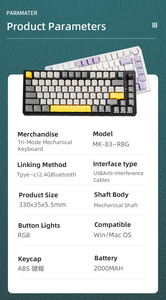 Clavier de jeu mécanique sans fil 83 touches 75 %, trois modes, échange à chaud, RGB, compact, pour joueurs - Vente Flash - Product Image 6