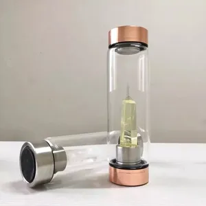 Yüksek kaliteli özel Logo cam şişe enerji içecek enerji kuvars taş su şişesi yüklemek