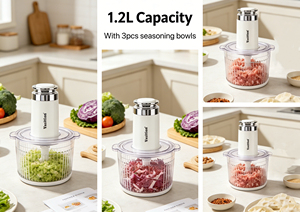 <span class=keywords><strong>Picadora</strong></span> de Verduras Eléctrica con Recipiente de Vidrio de 1.2L y Cuchillas Intercambiables para Picar Ajo, Carne, Masa y Alimentos Complementarios para Bebés - Product Image 4