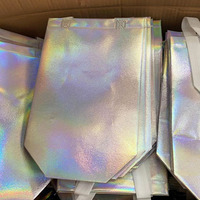 Sac fourre-tout cadeau en non-tissé holographique laser, surface brillante irisée, imperméable, durable, sac à main de shopping avec votre design
