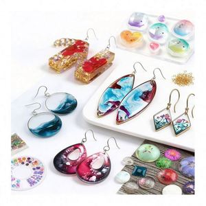 Kit de Fabricación de Colgantes de Resina TOYSRUNNER, Joyería DIY, Lámpara LED UV de Cristal Transparente, Moldes de Silicona, Lámina Brillante, Flores, Pendientes - Product Image 5