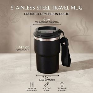 Tasse à café isotherme en acier inoxydable à double paroi de 14 oz avec logo personnalisé, cadeau promotionnel, mug de voyage avec poignée en corde - Product Image 3