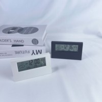 Despertador de escritorio del tiempo digital LCD transparente con alarma de escritorio transparente 12/24H con humedad del calendario