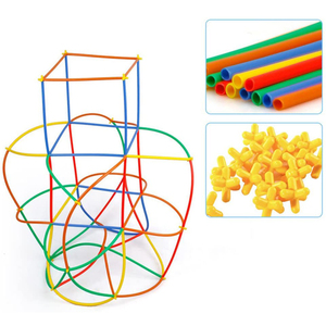 800 pezzo Cannucce tubo Connettori Building block Incastro di Ingegneria Giocattoli <span class=keywords><strong>4D</strong></span> Paglia di Montaggio Blocchi di Costruzione per Bambini - Product Image 2