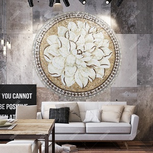 Mosaico Redondo de Vidrio con Diseño Floral Hecho a Mano, Patrones de Mosaico para Paredes de Sala de Estar, Hoteles, Baños y Cocinas - Product Image 4