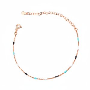 Colorful Enamel Chain <b>Anklet</b> Turkish Wholesale Handcrafted 925 Sterling Silver Jewelry for Woman - Product Image 2
