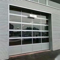 Puerta de Garaje de Vidrio Transparente con Marco Negro Personalizado, Puerta Seccional de Aluminio con Vista Completa para Cafetería, Restaurante, Precio de Fábrica