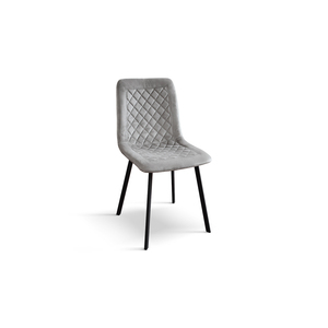 Ensemble de 4 chaises Arianna en velours gris avec pieds en métal pour salle à manger intérieure - Product Image 1