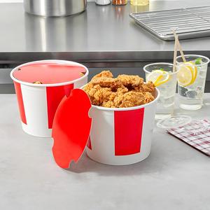 Contenedor para Pollo Frito de 85 oz, Cubo para Llevar Pollo con Revestimiento de Polietileno, Cubo Familiar Antigrasa para Comida, <span class=keywords><strong>Rojo</strong></span> y Blanco - Product Image 3