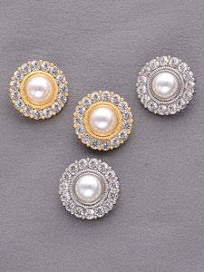 Thân Thiện Với Môi Chất Lượng Cao Sang Trọng Kẽm Hợp Kim Kim Loại Nút Tinh Tế Ngọc Trai Lấp Lánh Thạch Cho May Mặc Chỉnh Trang - Product Image 4