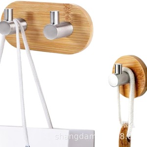 Ganchos de madera para colgar en la pared del baño, perchero de pared sin taladro para la sala de estar, estante de madera maciza para guardar llaves - Product Image 3