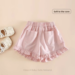 Pantaloncini Estivi per Bambine 2026, Stile Coreano, Casual, <span class=keywords><strong>in</strong></span> Cotone e Spandex, con Elastico <span class=keywords><strong>in</strong></span> Vita, Volant e Tasche <span class=keywords><strong>in</strong></span> Pizzo - Product Image 3