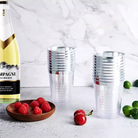 Gobelets à vin en plastique transparent à bord doré, jetables, pour boissons froides, réutilisables, élégants, de luxe, pour mariage, fête, vaisselle de table, vente en gros