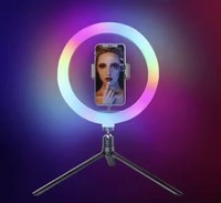Kit d'éclairage LED RGB annulaire pour diffusion en direct et jeux, télécommande sans fil, température de couleur réglable 2600K-6500K
