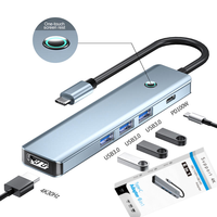 Pabrik USB C Hub 3 * USB 3.0 port Multiport adaptor 4K/30Hz HDTV 100W PD USB C Dock Smart pembaca kartu telepon Laptop PC perhiasan