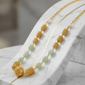 Antique 925 Silver Long Chain Mala Necklace Statement Jewelry Women Traditional <b>Gift</b> Wedding Party Wear - Product Image 3