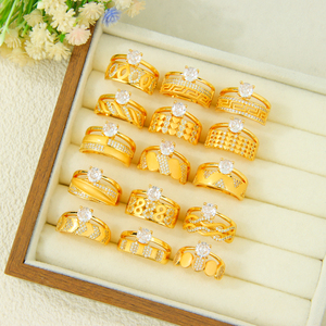 Anillos de Moda de Dubái al por Mayor, Anillos de Circonita Cúbica para Mujer, Anillos de Cóctel de Corazón Dorado de 21k de Lujo para Bodas y Fiestas - Product Image 6