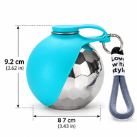 Bouteille d'eau portable 2-en-1 pour chien, 10 oz, en acier inoxydable 304, avec bol surélevé pliable en silicone et couvercle à sangle pour la promenade en extérieur