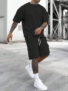 Factory direct sales letter and number printed <b>short</b>-sleeved T-shirts and <b>shorts</b> two-piece sets customization available F10 - Product Image 2