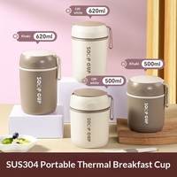 Tasse à soupe isotherme en acier inoxydable 304, thermos alimentaire portable, mug de petit-déjeuner avec couverts intégrés et sac thermique