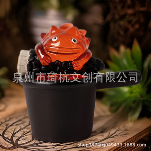 Calcifer <b>Night</b> <b>Light</b> Resin Craft Desktop Ornament <b>Led</b> Warm White <b>Light</b> Tap Control Battery Powered - Product Image 1