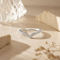 Bagues en argent sterling 925 en forme de V, entièrement pavées de moissanite, empilables, bijoux fins personnalisés pour femmes, à porter au quotidien