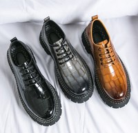 Chaussures habillées pour hommes à lacets, rehaussantes, à plateforme, motif croco, à semelle épaisse, décontractées pour le bureau