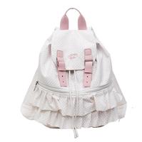 Style japonais extérieur Preppy Polka Dot Pattern Backpack Multi-Function Ruffles Design Daily Use Student Travel Bag