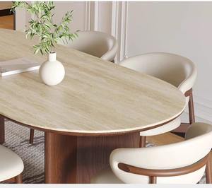 Set <span class=keywords><strong>Tavolo</strong></span> da Pranzo Ovale Moderno in Legno Massello di <span class=keywords><strong>Noce</strong></span> <span class=keywords><strong>con</strong></span> 8 <span class=keywords><strong>Sedie</strong></span> per Soggiorno o Ristorante <span class=keywords><strong>Tavolo</strong></span> da Cucina per Cena - Product Image 5