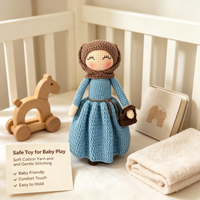 Poupée Hijab en Crochet Islamique Personnalisable en Petites Séries, Jouet Amigurumi Fait Main en Coton Pur Doux et Sûr, OEM Marque Privée