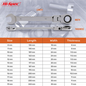 Hispec 12pc Metric <strong>Ratcheting</strong> <strong>Spanner</strong> Wrenches Set Flexhead Ring Box Open-ended Sizes 8-19mm Chrome Vanadium Steel Auto - Product Image 4