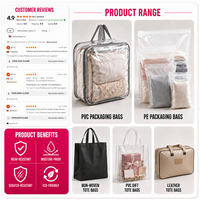 Sac à fermeture éclair en PVC transparent personnalisé et durable avec poignées, idéal pour l'emballage de literie, oreillers et couvertures – Vente en gros