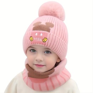 Ensemble <span class=keywords><strong>Bonnet</strong></span> et Écharpe Dessin Animé pour Enfants, Ensemble <span class=keywords><strong>Bonnet</strong></span> et Écharpe Bébé Fille Garçon, Ensemble Hiver Chaud avec Cache-Oreilles pour Enfant - Product Image 1