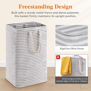 Wholesale Selfstanding Foldable Dirty Laundry Basket Rectangular Stripe Collapsible Toy Storage <b>Boxes</b> Washable Clothes <b>Hamper</b> - Product Image 3