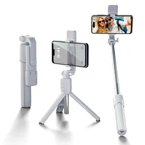 Vara de selfie portátil tripé LED câmera de liga de alumínio selfie vara com controle remoto sem fio ajustável