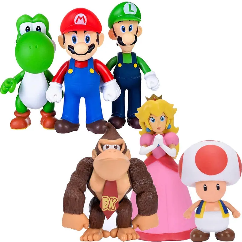 XRH 5 polegadas 3D Cartoon Figura Mario Bros. Figuras Jogo Toy Super Mario Ação Figuras