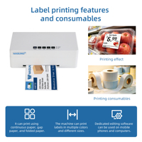 Imprimante d'étiquettes couleur mini MASUNG MMF-D4, imprimante d'autocollants personnalisés, étiqueteuse pour emballage de produits, codes-barres, étiquettes de prix, dernière version